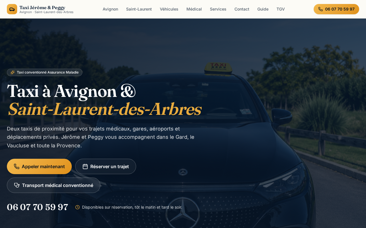 Site web réalisé pour Taxi Peggy & Jérôme, taxis à Avignon et Saint-Laurent-des-Arbres